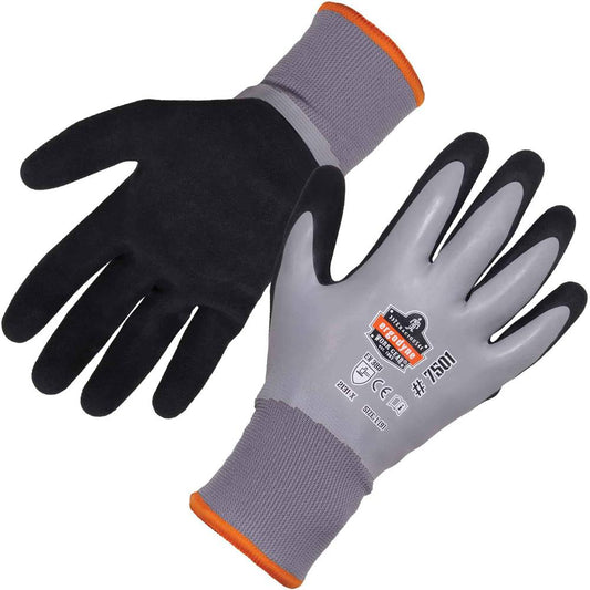 Ergodyne ProFlex 7501 Coated Waterproof Winter Work Gloves - Thermal Protection - Nitrile, Latex Coating - XXL Size - Gray - Water Proof, Cold Resistant, Superior Grip, Machine Washable, Cut Resistant