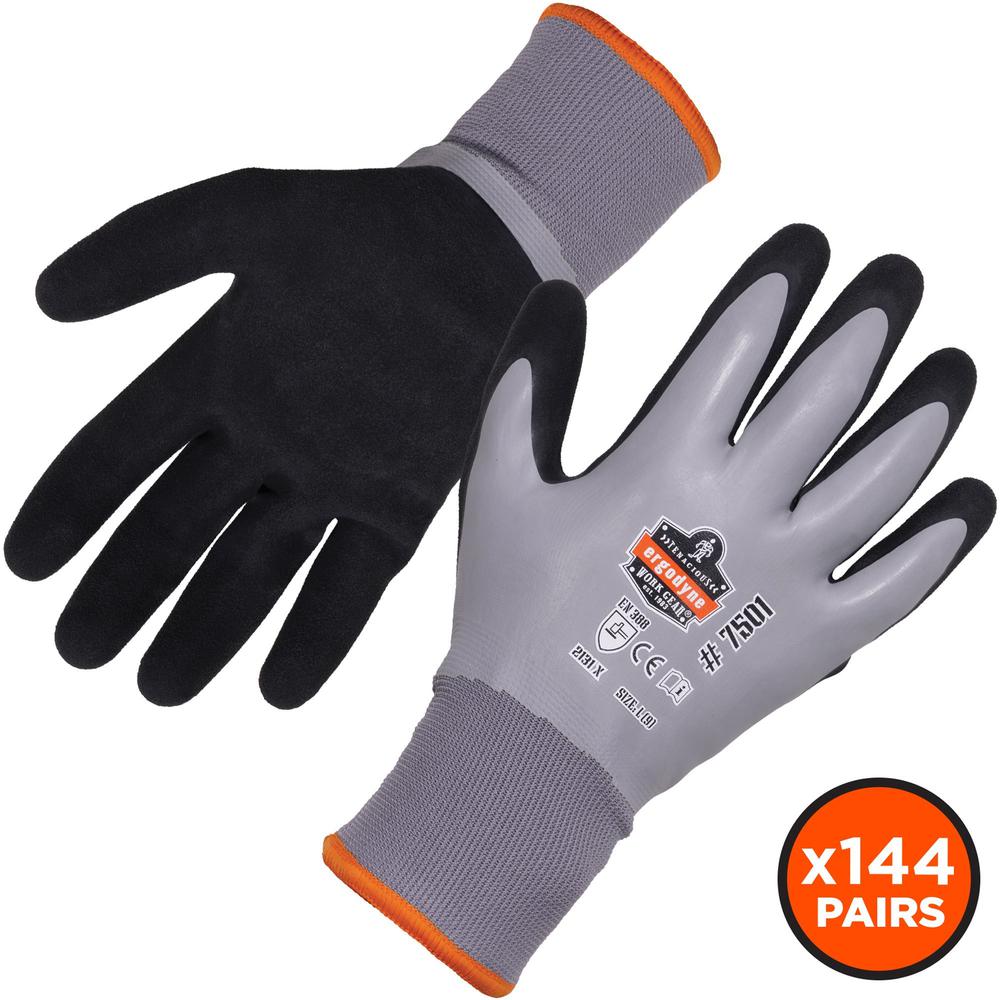 Ergodyne ProFlex 7501 Coated Waterproof Winter Work Gloves - Thermal Protection - Nitrile, Latex Coating - Small Size - Gray - Water Proof, Machine Washable, Cut Resistant, Superior Grip, Abrasion Res