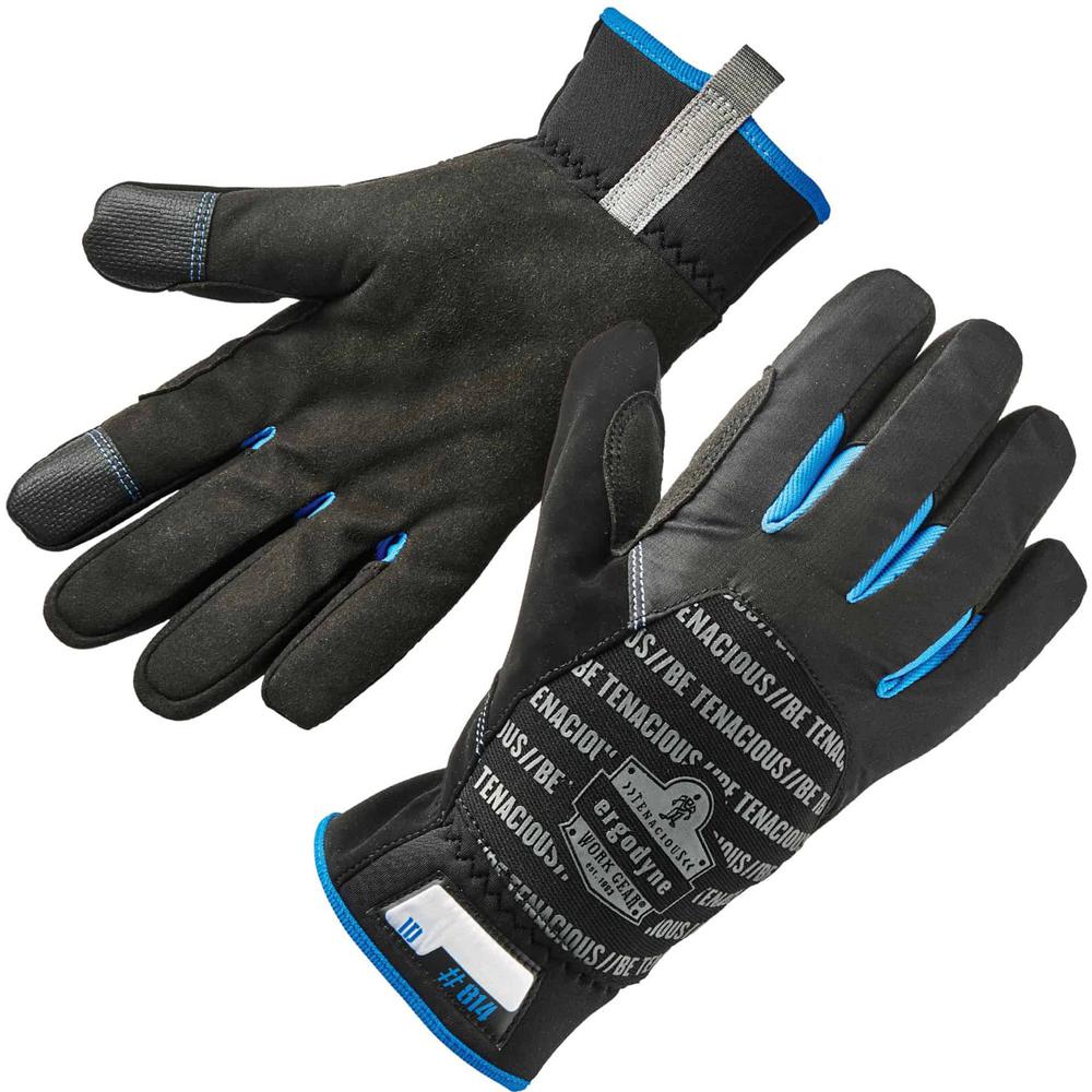 Ergodyne ProFlex 814 Thermal Utility Gloves - Thermal Protection - Small Size - Black - Touchscreen Capable - Machine Washable, Lightweight, Comfortable, Weather Resistant, Durable, Pull-on Tab, Secur