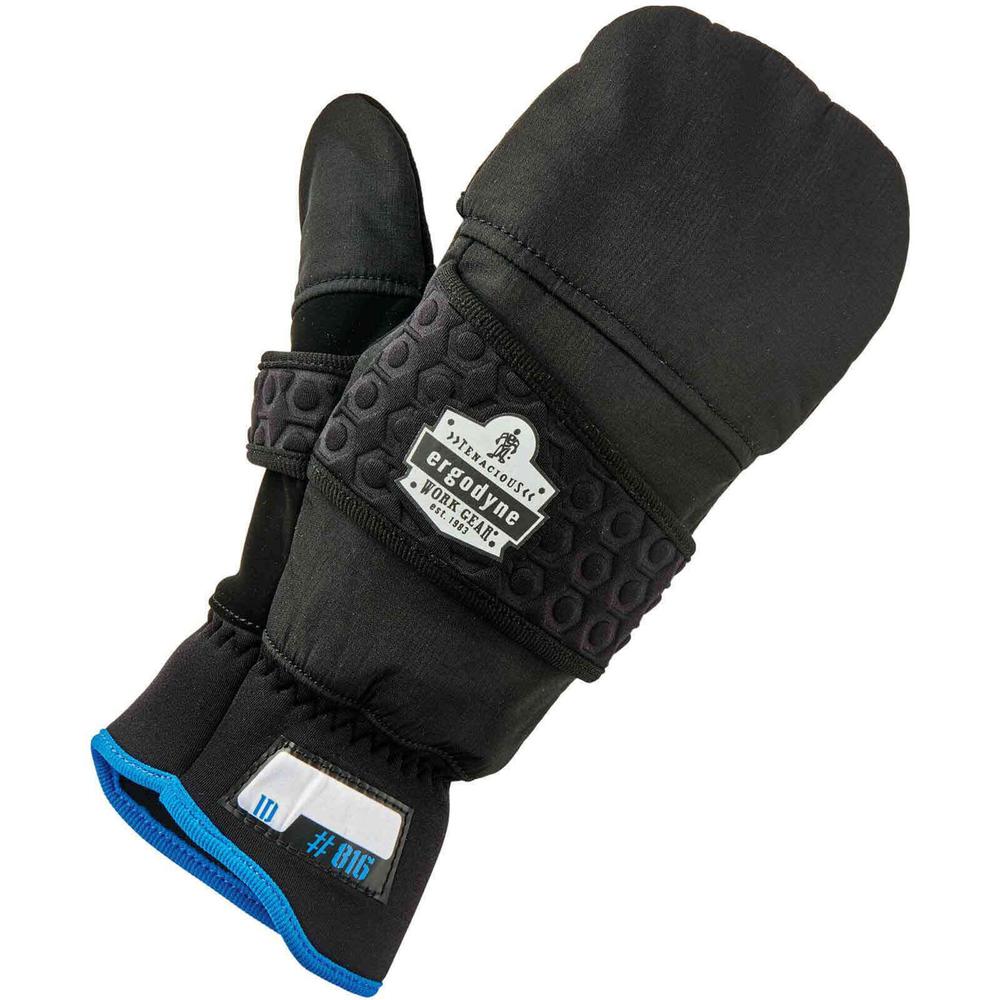 Ergodyne ProFlex 816 Thermal Flip-Top Gloves - Thermal Protection - Small Size - Black - Weather Resistant, Cold Resistant, Durable, Reinforced Palm Pad, Reinforced Thumb, Flexible, Pull-on Tab, ID Ta