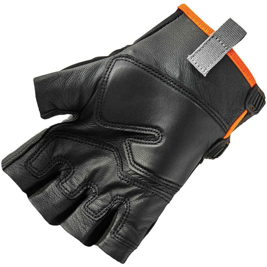 Ergodyne ProFlex 860 Heavy Lifting Utility Gloves - XXL Size - Half Finger - Black - Padded Palm, Reinforced Thumb, Breathable, Brow Wipe Thumb, Molded, ID Tab, Pull-on Tab, Durable - For Heavy Liftin