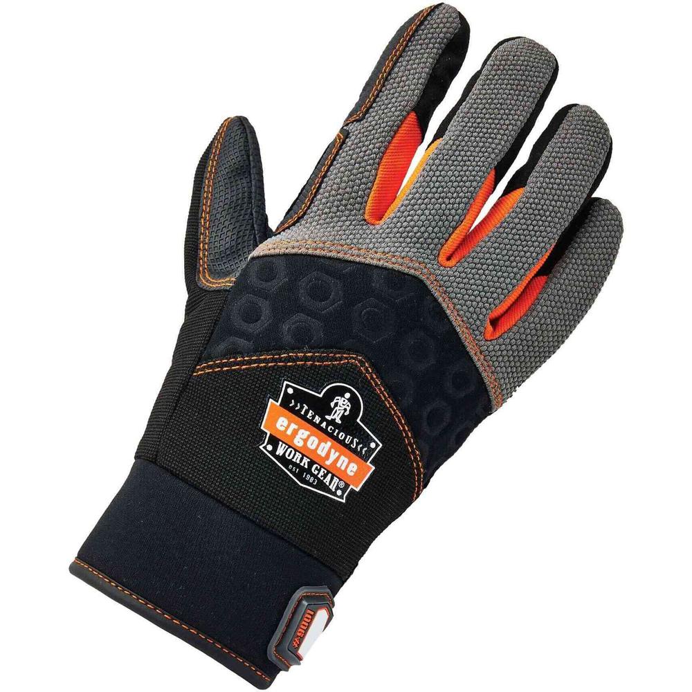 Ergodyne ProFlex 9001 Full-Finger Impact Gloves - Small Size - Black - Shock Resistant, Impact Resistant, Breathable, Knitted, Reinforced Thumb, Molded, ID Tab, Anti-Vibration, Padded Palm - 1 - 1.50"