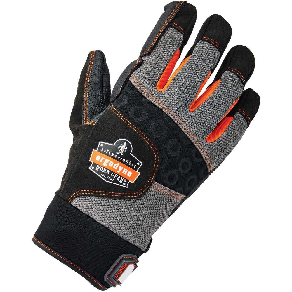 Ergodyne ProFlex 9002 Certified Full-Finger Anti-Vibration Gloves - Small Size - Black - Anti-Vibration, Padded Palm, Impact Resistant, Knitted, Reinforced Thumb, Reinforced Fingertip, Molded, ID Tab