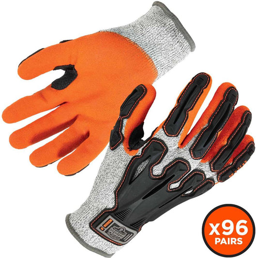 Ergodyne ProFlex 922CR Nitrile-Coated Cut-Resistant Gloves - Nitrile, Latex Coating - Medium Size - Gray - Impact Resistant, Cut Resistant, Machine Washable, Molded, Seamless, Knit Wrist, High Visibil