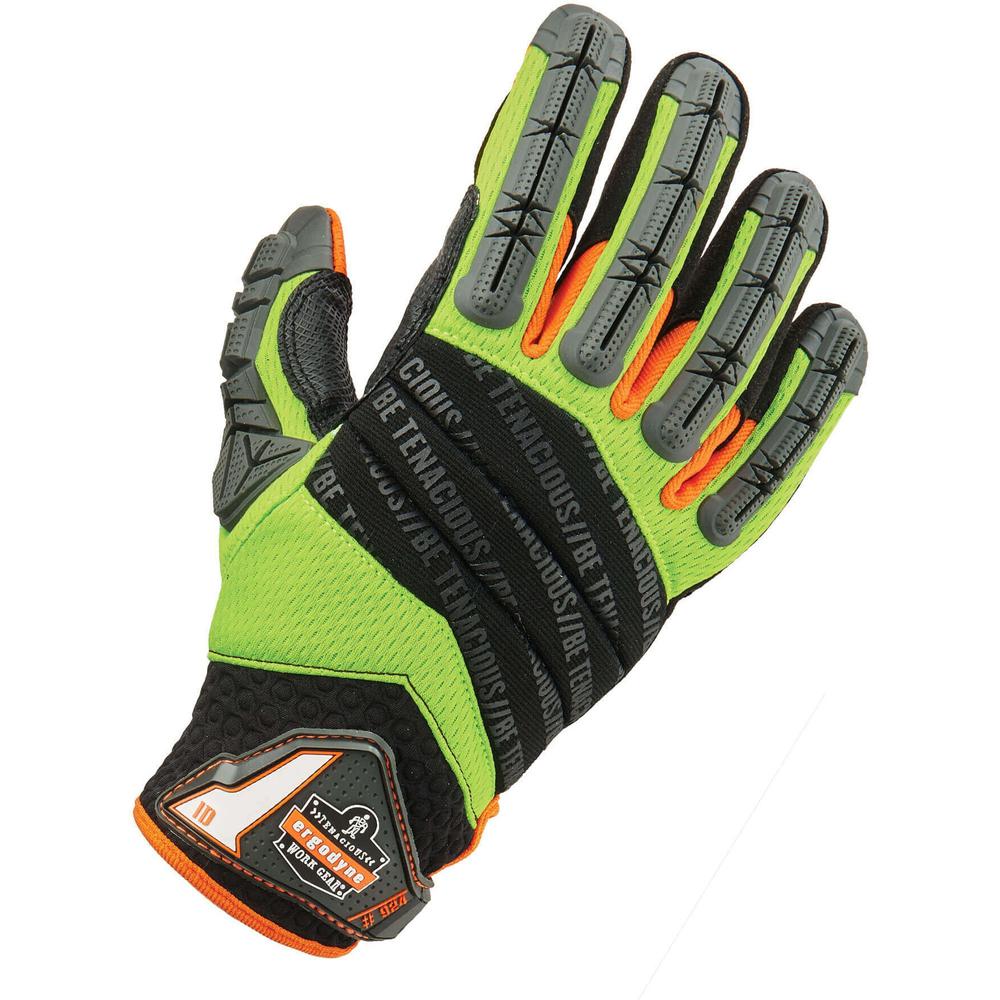 Ergodyne ProFlex 924 Hybrid Dorsal Impact-Reducing Gloves - Medium Size - Lime - Impact Resistant, Flexible, Padded Palm, High Visibility, Reinforced Thumb, Reinforced Fingertip, Breathable, Molded, D