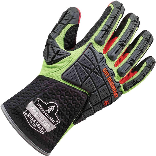 Ergodyne ProFlex 925CR6 Performance DIR Cut-Resistant Gloves - Small Size - Lime - Impact Resistant, Cut Resistant, High Visibility, Non-slip Grip, Grip Dots, Reinforced Thumb, Reinforced Index Finger