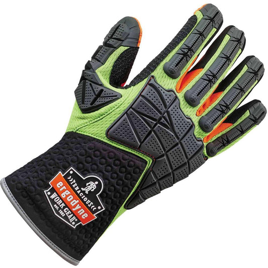 Ergodyne ProFlex 925F(x) Standard Dorsal Impact-Reducing Gloves - Medium Size - Lime - Impact Resistant, High Visibility, Non-slip Grip, Grip Dots, Reinforced Thumb, Reinforced Index Finger, Breathabl