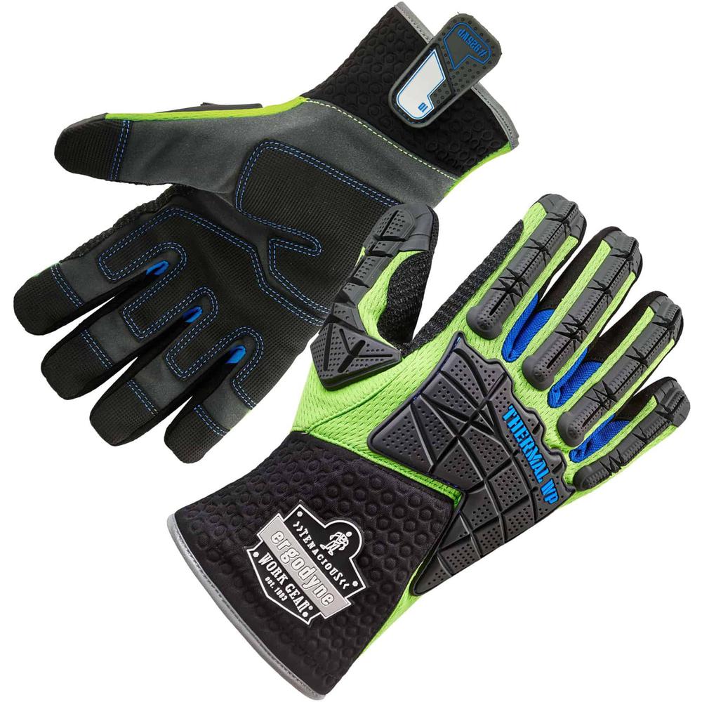 Ergodyne ProFlex 925WP Performance DIR Thermal WP Gloves - Thermal Protection - Small Size - Lime - Impact Resistant, Water Proof, Reinforced Thumb, Reinforced Index Finger, Reflective Binding, Pull-o