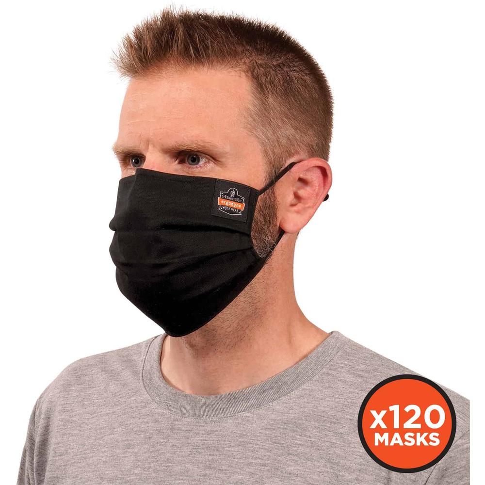 Skullerz 8801-Case Pleated Face Cover Mask - Cotton Twill, Polyester - Black - Breathable, Adjustable Nose Clip, Adjustable Ear Loop, Comfortable, Anti-odor, Antimicrobial, Machine Washable, Quick Dry