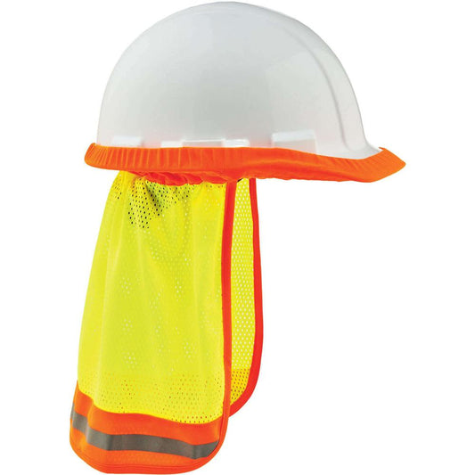 GloWear 8005 HI-Vis Mesh Neck Shade W/ Reflective - 10" Width x 1" Height x 8" Length - 6 / Carton - Lime - Elastic, Plastic, Mesh