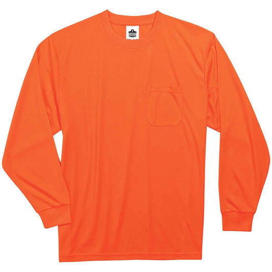 GloWear 8091 Non-Certified Long Sleeve T-Shirt - Extra Large (XL) Size - Polyester - Orange