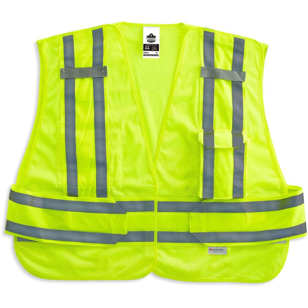 GloWear 8244PSV Type P Class 2 Expandable Public Safety Vest - Medium/Large Size - Hook & Loop Closure - Lime - Adjustable, Reflective, Mic Tab, Pocket, Expandable Side - 1 Each