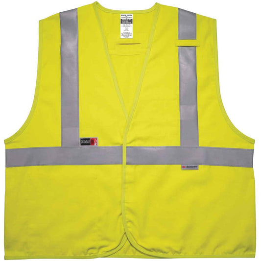 GloWear 8261FRHL Hi-Vis FR Safety Vest - Class 2, Dual Compliant - Recommended for: Accessories, Petrochemical, Electrical, Oil & Gas, Refinery - Small/Medium Size - Hook & Loop Closure - Modacrylic -