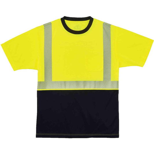 GloWear 8280BK Type R Class 2 Front Performance T-Shirt - Medium Size - Polyester - Lime, Black