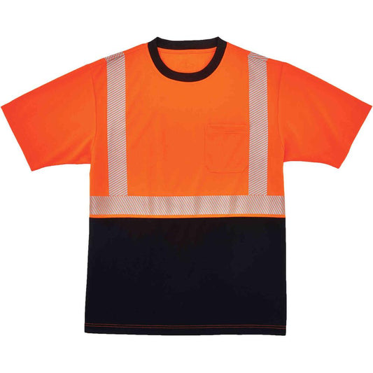 GloWear 8280BK Type R Class 2 Front Performance T-Shirt - Small Size - Polyester - Orange, Black