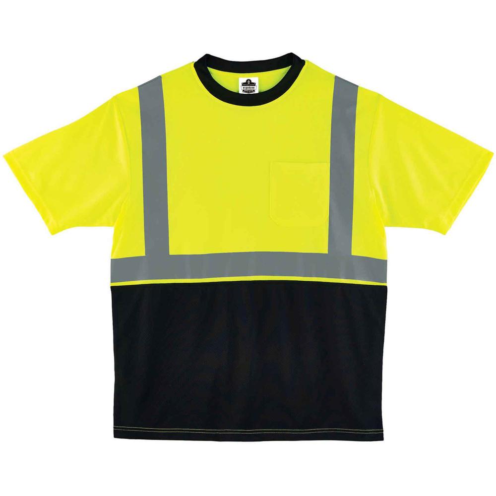 GloWear 8289BK Type R Class 2 Front T-Shirt - Small Size - Polyester - Lime, Black