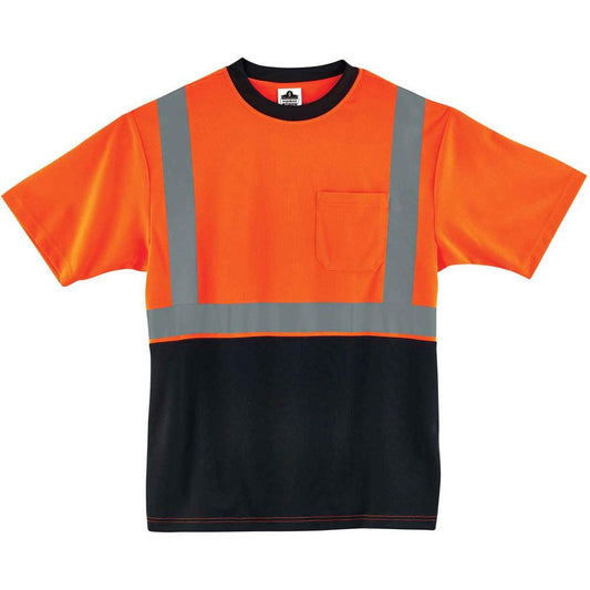 GloWear 8289BK Type R Class 2 Front T-Shirt - Small Size - Polyester - Orange, Black