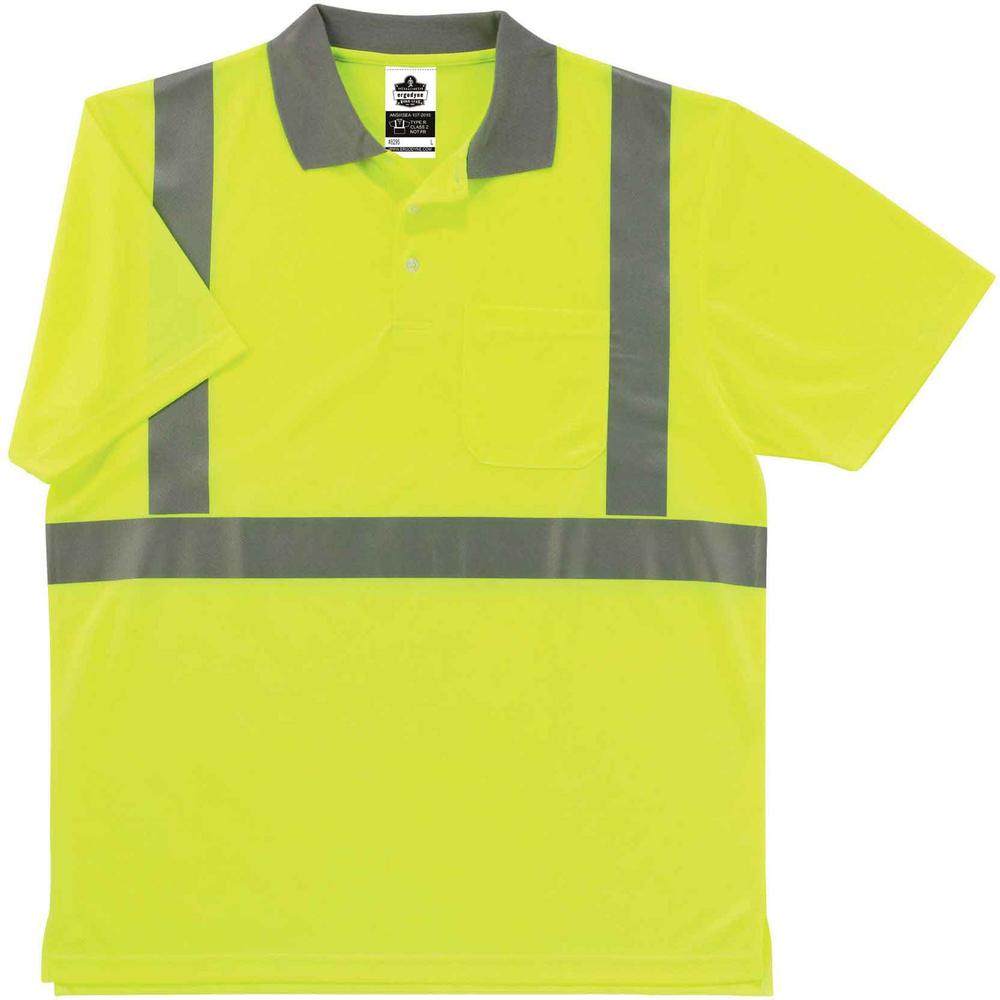 GloWear 8295 Type R Class 2 Polo Shirt - Small Size - Unisex - Polyester - Lime