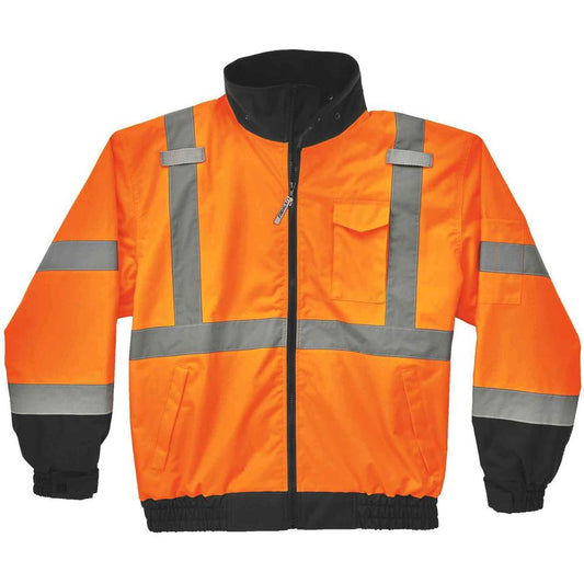 GloWear 8379 Type R Class 3 Hi-Vis Fleece Lined Bomber Jacket - Recommended for: Accessories, Construction, Baggage Handling, Gloves, Transportation - Small Size - Velcro Strap - Drawstring Closure Cl