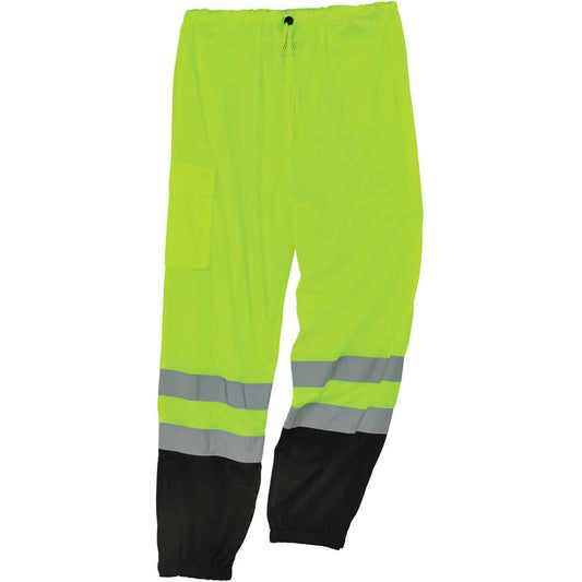 GloWear 8910BK Class E Bottom Hi-Vis Pants - Large/Extra Large Size - Lime, Black - Polyester Mesh