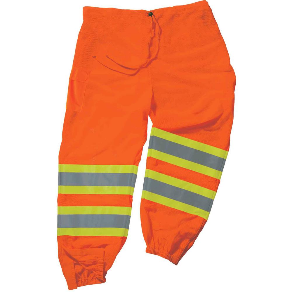 GloWear 8911 Class E Two-Tone Pants - Small/Medium Size - Orange - Polyester Mesh