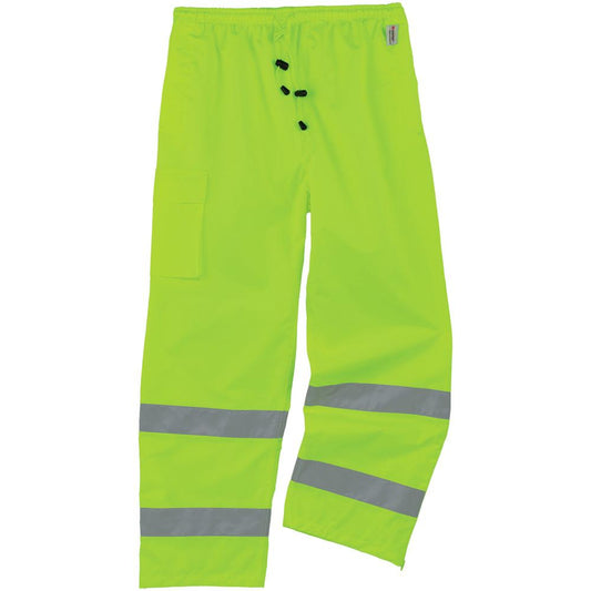 GloWear 8915 Class E Rain Pants - For Rain Protection - Medium (M) Size - Lime - 300D Oxford Polyester, Polyurethane, Polyester Mesh