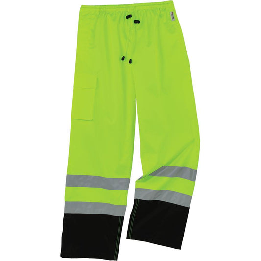 GloWear 8915BK Class E Bottom Rain Pants - For Rain Protection - Extra Large (XL) Size - Lime - 300D Oxford Polyester, Polyurethane, Polyester Mesh