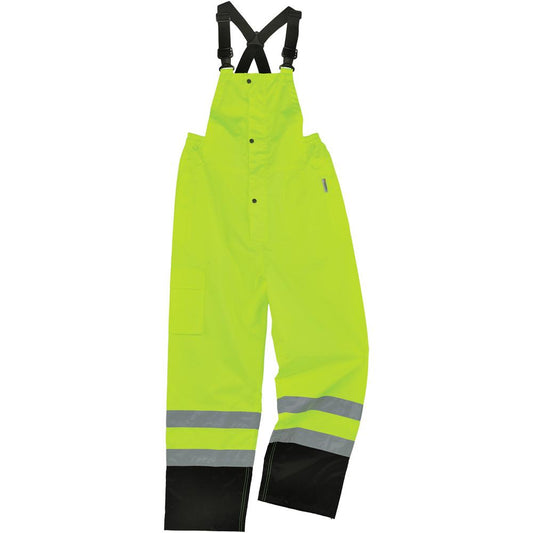 GloWear 8918BK Class E Bottom Rain Bibs - Bib Overall - Small - Lime - 300D Oxford Polyester, Polyurethane