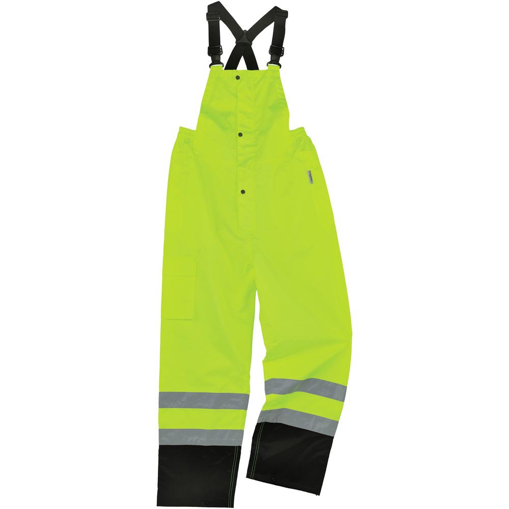 GloWear 8918BK Class E Bottom Rain Bibs - Bib Overall - Medium - Lime - 300D Oxford Polyester, Polyurethane