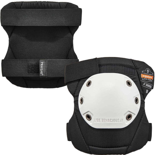 Ergodyne ProFlex 300HL Cap Rounded Cap Knee Pads - Hook and Loop - White, Black, Gray - 840D Nylon, Elastic, Foam