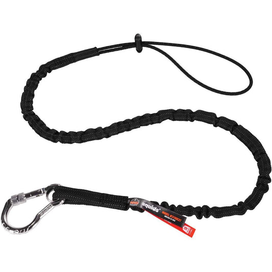 Squids 3100 Single Carabiner Tool Lanyard - 10lbs - 6 / Carton - 10 lb Load Capacity - Extended - Carabiner Attachment - 11.3" Height x 1" Width x 54" Length - Black - Nylon Webbing, Aluminum