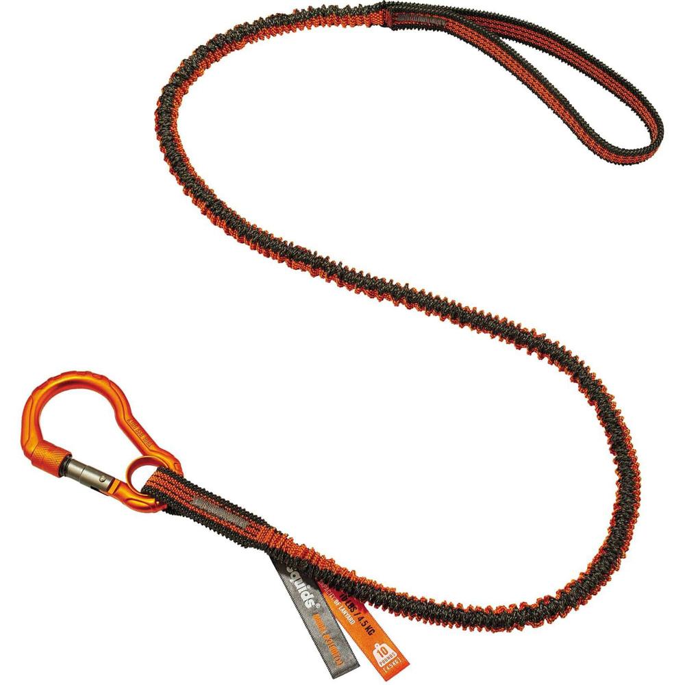 Squids 3100F(x) Tool Lanyard Single Carabiner - 10lbs - 6 / Carton - 10 lb Load Capacity - Standard - Carabiner Attachment - 11.3" Height x 1" Width x 48" Length - Orange, Gray - Anodized Aluminum All