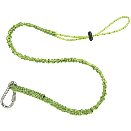 Squids 3101 Stainless Single Carabiner Tool Lanyard - 15lbs - 6 / Carton - 15 lb Load Capacity - Standard - Carabiner Attachment - 11.3" Height x 1" Width x 42" Length - Lime - Nylon Webbing, Stainles