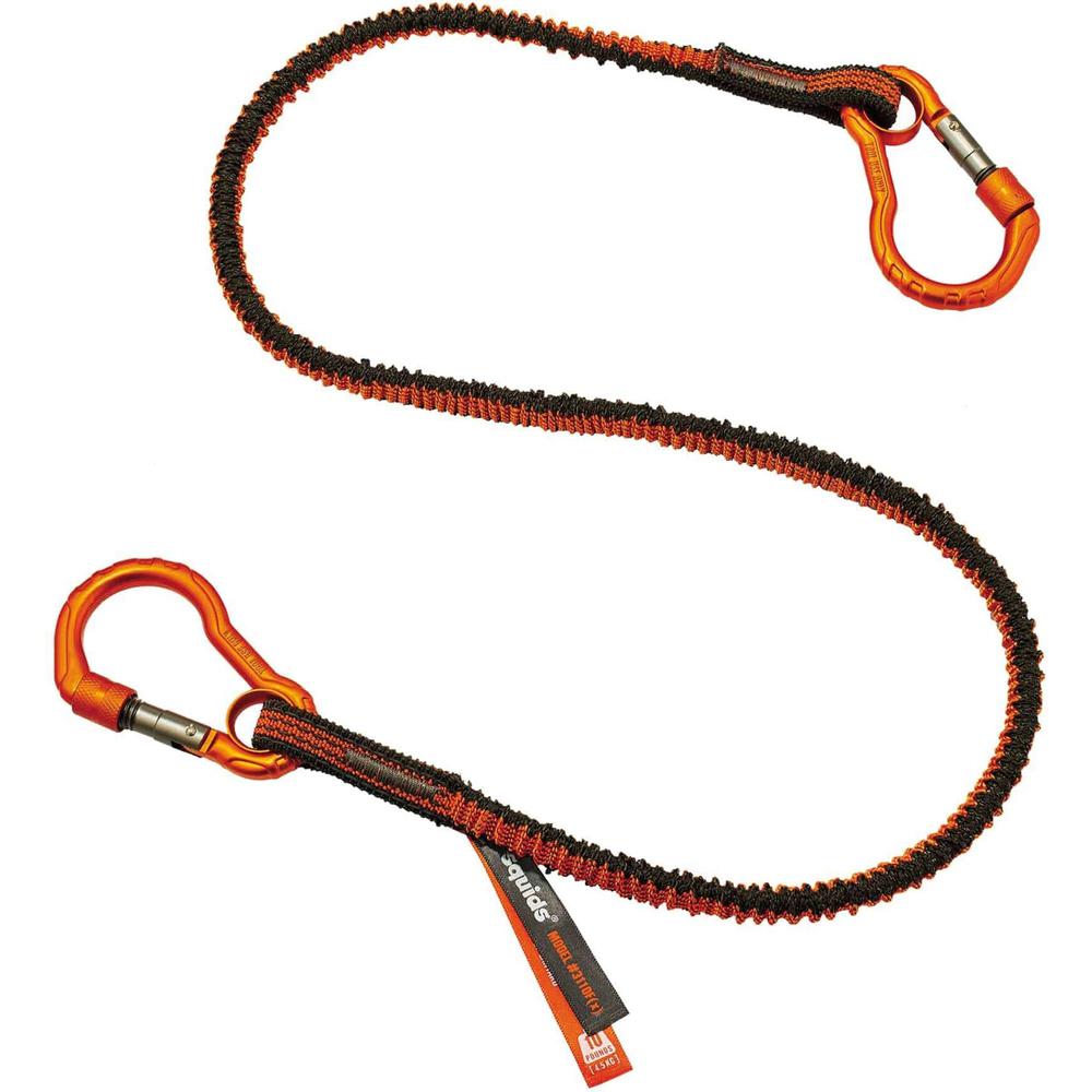 Squids 3110F(x) Tool Lanyard Dual Carabiner - 10lbs - 6 / Carton - 10 lb Load Capacity - Standard - Carabiner Attachment - 11.3" Height x 1" Width x 48" Length - Orange, Gray - Aluminum, Alloy, Nylon,