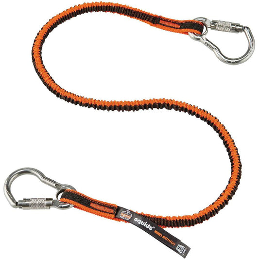 Squids 3111F(x) Tool Lanyard - Dual Stainless-Steel Carabiners - 15lbs / 6.8kg - 6 / Carton - 15 lb Load Capacity - Standard - Carabiner Attachment - 11.3" Height x 1" Width x 4" Length - Orange, Gray