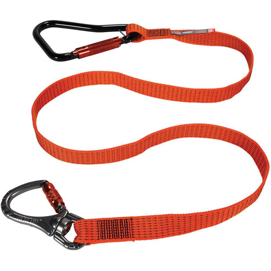 Squids 3149 Tool Lanyard XL - Locking Carabiner + Swivel Carabiner, 80lbs / 36kg - 1 Each - 80 lb Load Capacity - Standard - Carabiner Attachment - 2" Height x 12" Width x 76" Length - Orange - Nylon