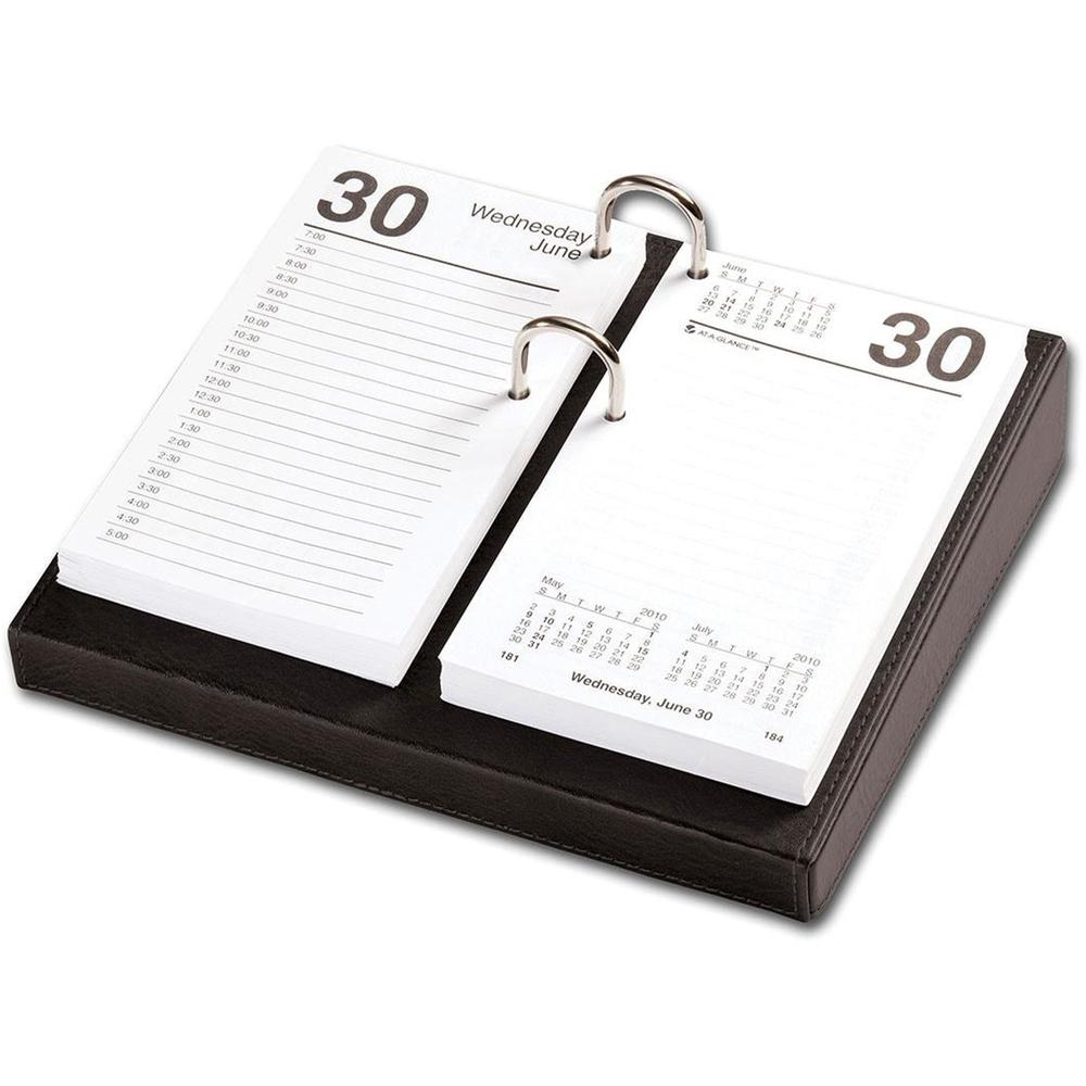 Dacasso Classic Calendar Holder - Support 3.50" x 6" Media - Leather - 1 Each - Black, Silver