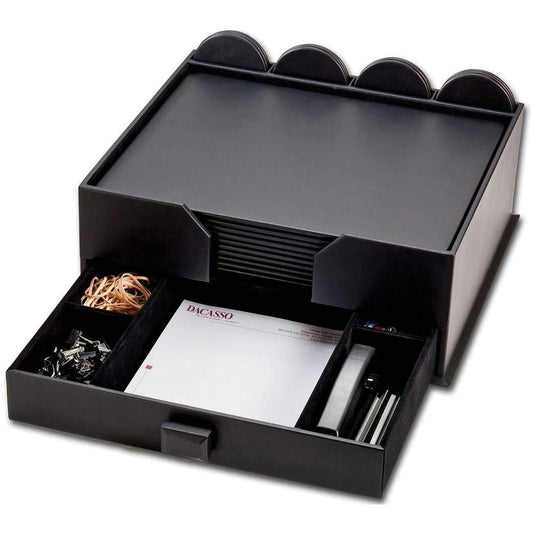 Dacasso Leatherette Combination Conference Room Set - Rectangular - 17" Width - Leatherette, Velveteen - Black