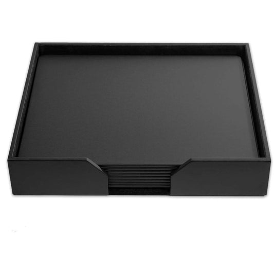 Dacasso Leatherette Conference Room Set - Rectangular - 17" Width - Leatherette, Velveteen - Black