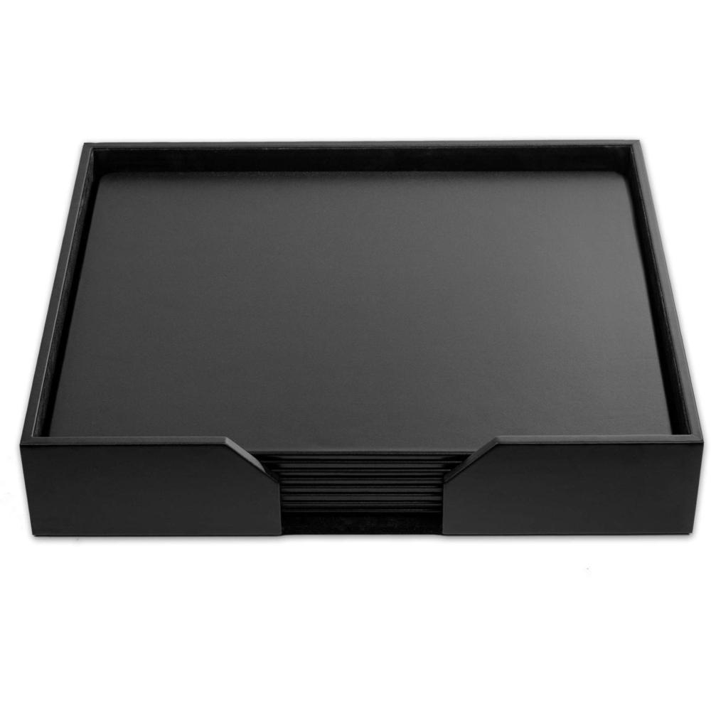 Dacasso Leather Conference Room Set - Rectangular - 17" Width - Top Grain Leather, Velveteen - Black