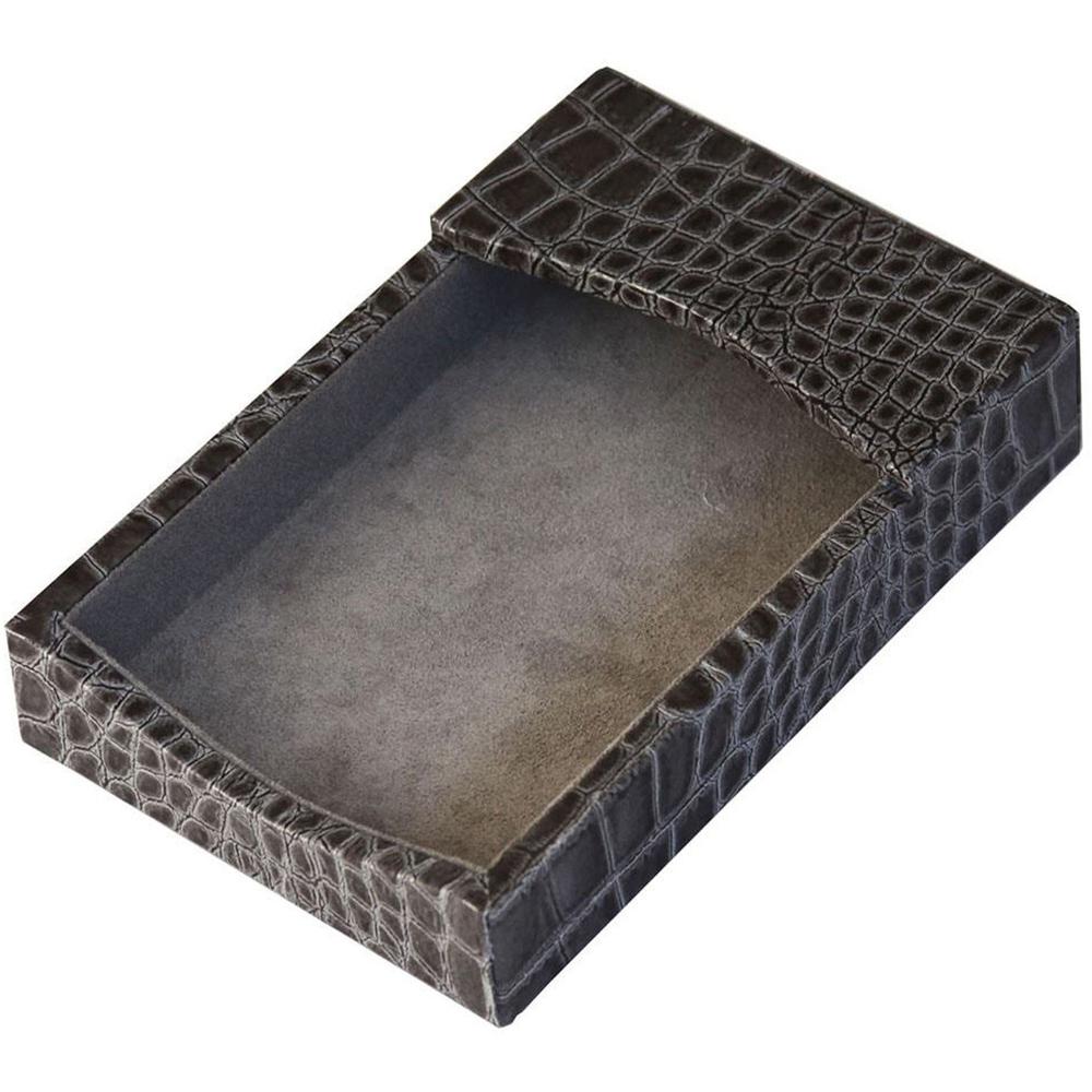 Protacini Castlerock Gray Italian Patent Leather 4" x 6" Memo Holder - 4" x 6" x - Italian Leather, Suede - 1 Each - Castlerock Gray