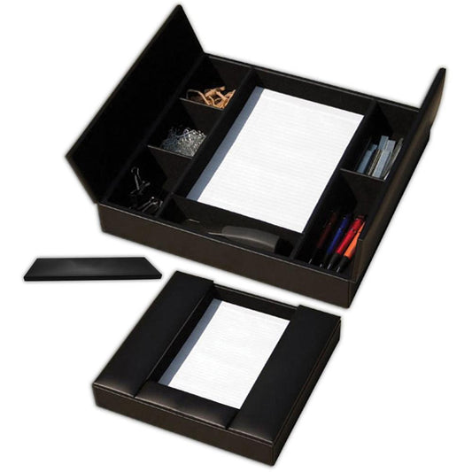 Dacasso Leatherette Enhanced Conference Room Organizer - Desktop - Black - Leatherette, Velveteen - 1 Each