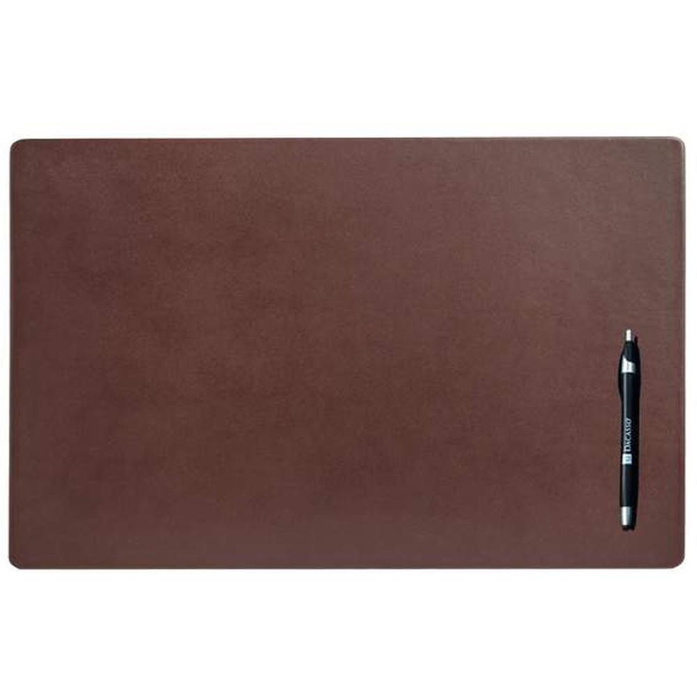 Dacasso Leather Conference Table Pad - Rectangular - 22" Width - Top Grain Leather, Velveteen - Chocolate Brown