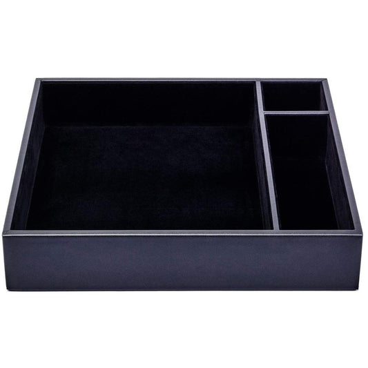 Dacasso Leatherette Conference Room Organizer - 8 x Writing Pad - 3 Compartment(s)Desktop - Black - Leatherette, Velveteen - 1 Each