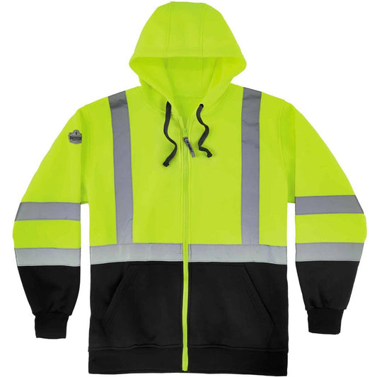 GloWear Zip-Up Hi-Vis Hooded Sweatshirt - Recommended for: Construction, Biking, Snowmobiling, Outdoor, Ice Fishing, Traffic - 2-Xtra Large Size - Dirt, Grime Protection - Zipper Closure - Polar Fleec