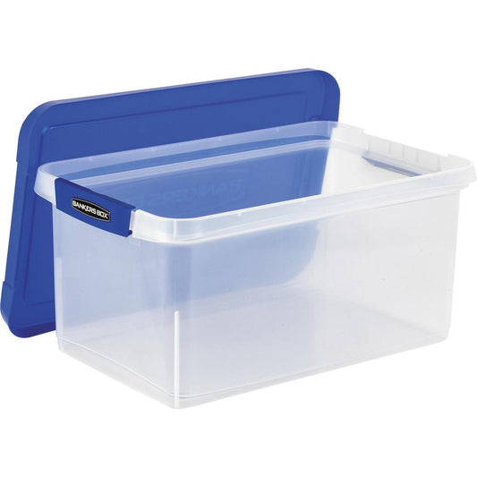 Bankers Box Heavy-Duty File Box - External Dimensions: 14.2" Width x 22.4" Depth x 10.6" Height - Media Size Supported: Letter 8.50" x 11" - Lid Lock Closure - Stackable - Plastic, Polypropylene - Cle