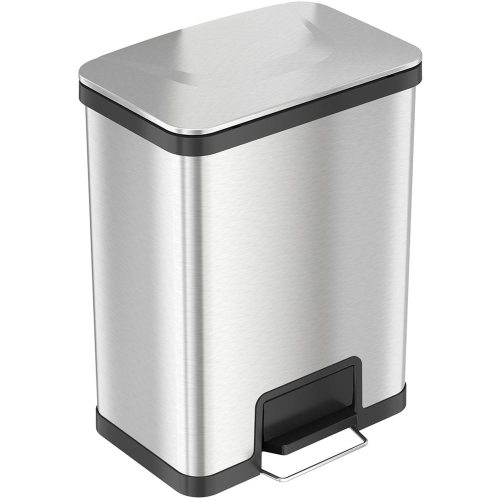 HLS Commercial AirStep Stainless Steel Step Trash Can - Deodorizer - 13 gal Capacity - Rectangular - Manual - Sensor, Smudge Resistant, Foot Pedal, Handle, Easy to Clean, Fingerprint Resistant, Vented