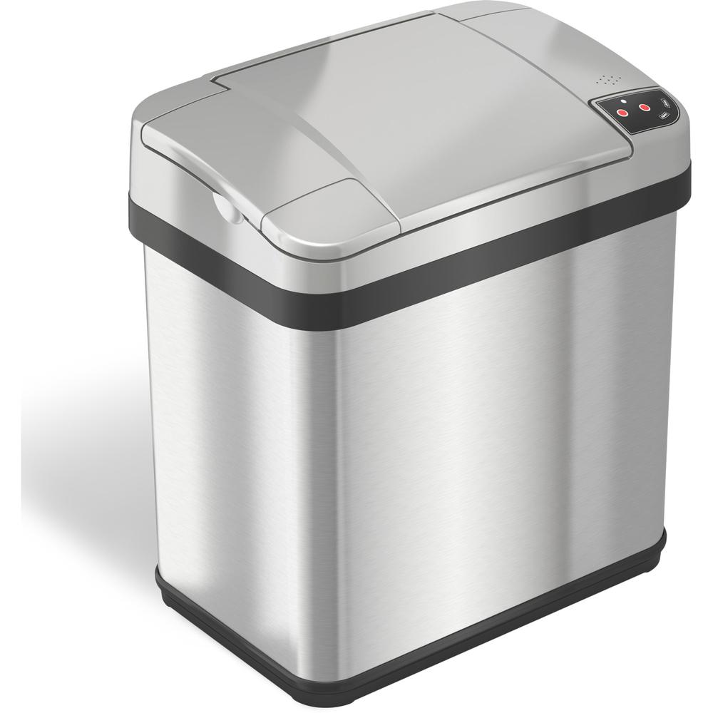 HLS Commercial Stainless Steel Sensor Trash Can - 2.50 gal Capacity - Rectangular - Touchless - Sensor, Fingerprint Resistant - 11.7" Height x 10.3" Width - Stainless Steel, ABS Plastic - Gray - 1 Eac