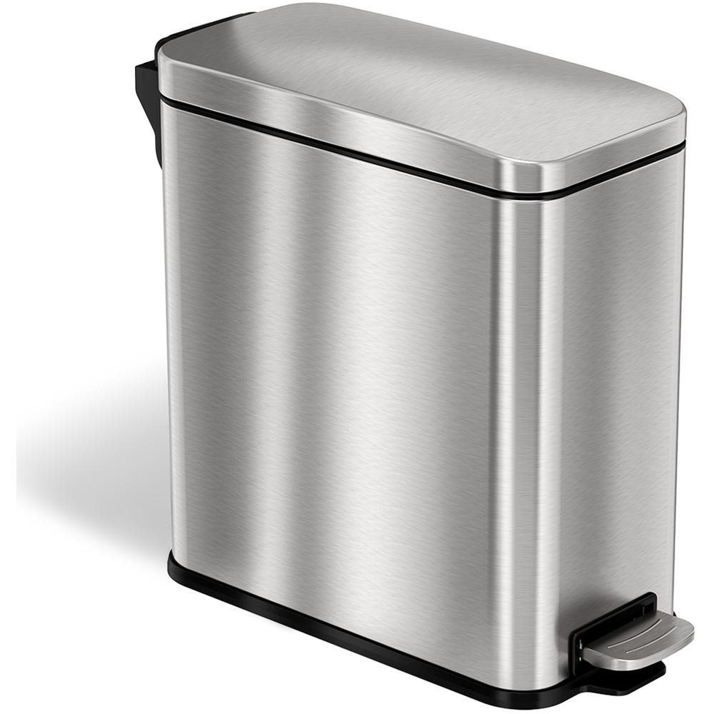 HLS Commercial Soft Step 3-Gallon Trash Can - 3 gal Capacity - Smooth, Pedal Control, Fingerprint Proof, Smudge Resistant, Lid Locked, Handle, Durable, Easy to Clean, Compact, Removable Inner Bin - 13