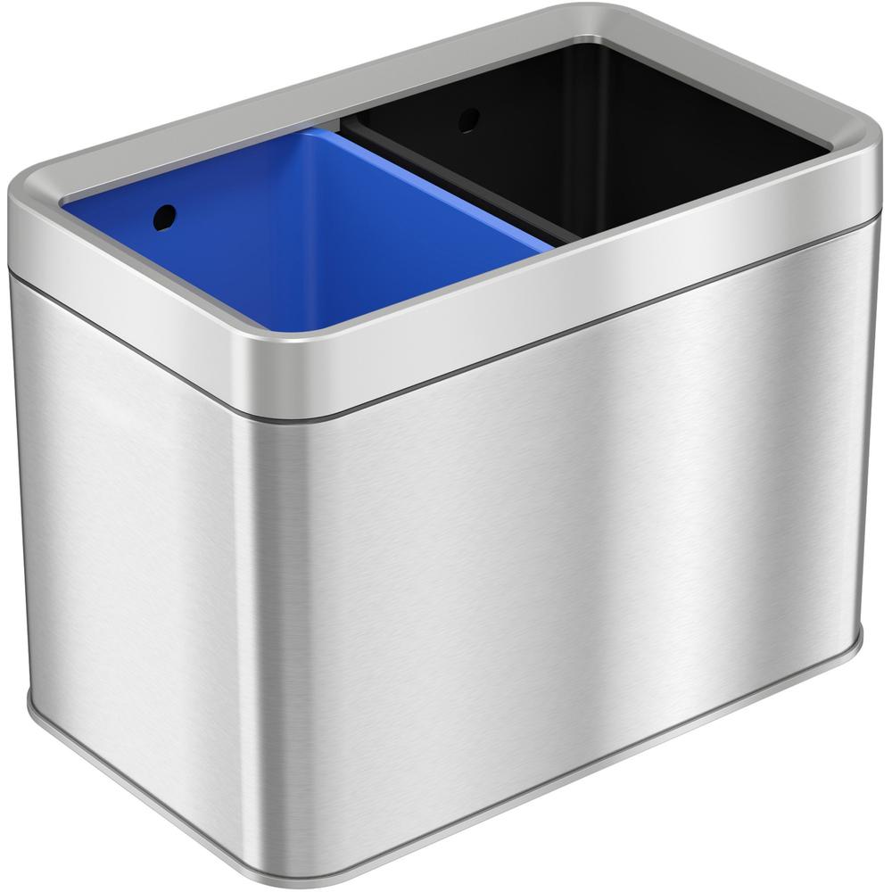 HLS Commercial Stainless Steel Bin Receptacle - Multi-compartment - 5 gal Capacity - Rectangular - Manual - Fingerprint Resistant, Smudge Resistant, Durable, Easy to Clean, Handle - 12" Height x 10.3"